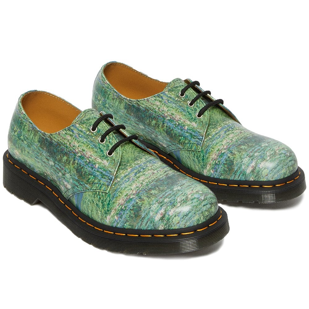 Dr Martens Dr Martens 1461 Unisex 3-Eyelet TNG Lily Pond Collab Backhand  Leather Shoes - Multi/Green