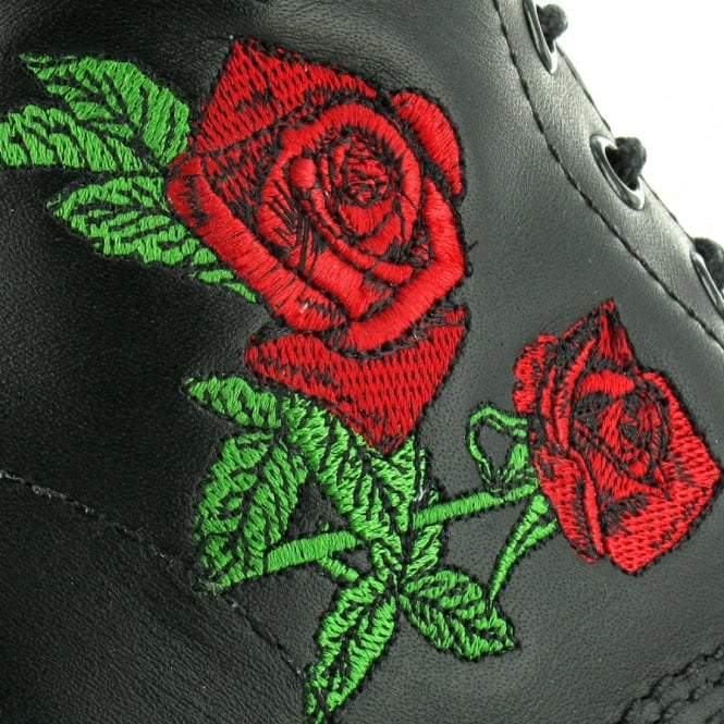 dr martens boots black red roses