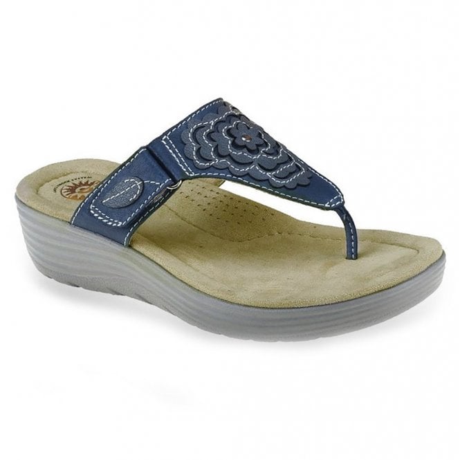 Earth Spirit Earth Spirit Harlem Womens Leather Toe Post Sandals - Admiral Blue